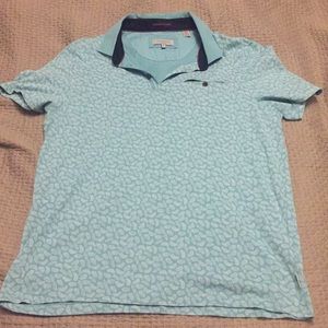 Ted Baker greenish blue leaf polo